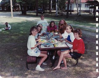80s crafting on at the picnic benches