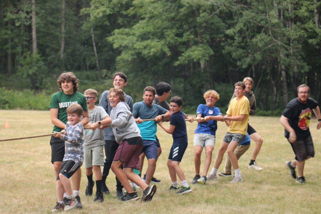 Children playing outdoor games at a day camp in Minnesota